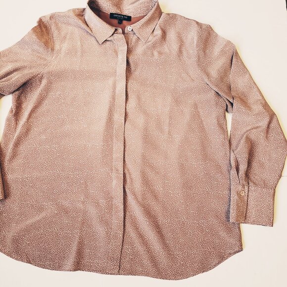 Lafayette 148 Scottie Silk Classic Office Button Down Beige Shirt - Picture 4 of 10